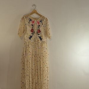 Embroidered and Metallic Confetti Sheer Overlay Dress 12